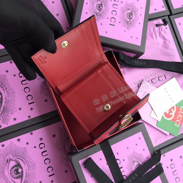 Gucci錢包 古馳新款星星圖案 Gucci拉鏈長錢包 495062黑全皮  gdj1104